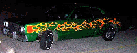 David's flaming car